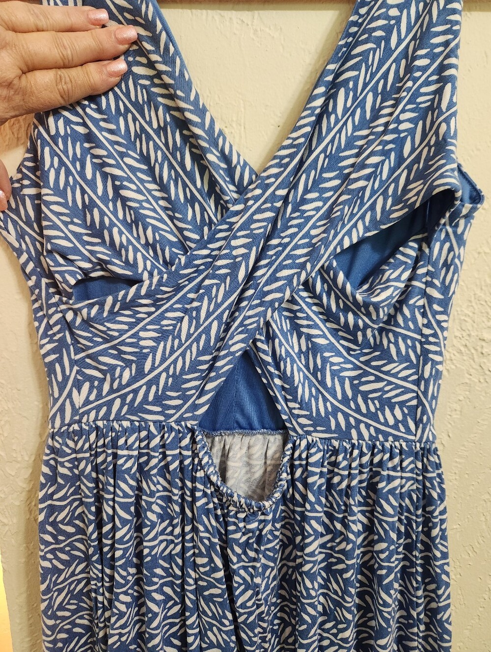 Loft Blue Printed V-Neck Sleeveless Women's Dress Size Small EUC - Picture 5 of 7